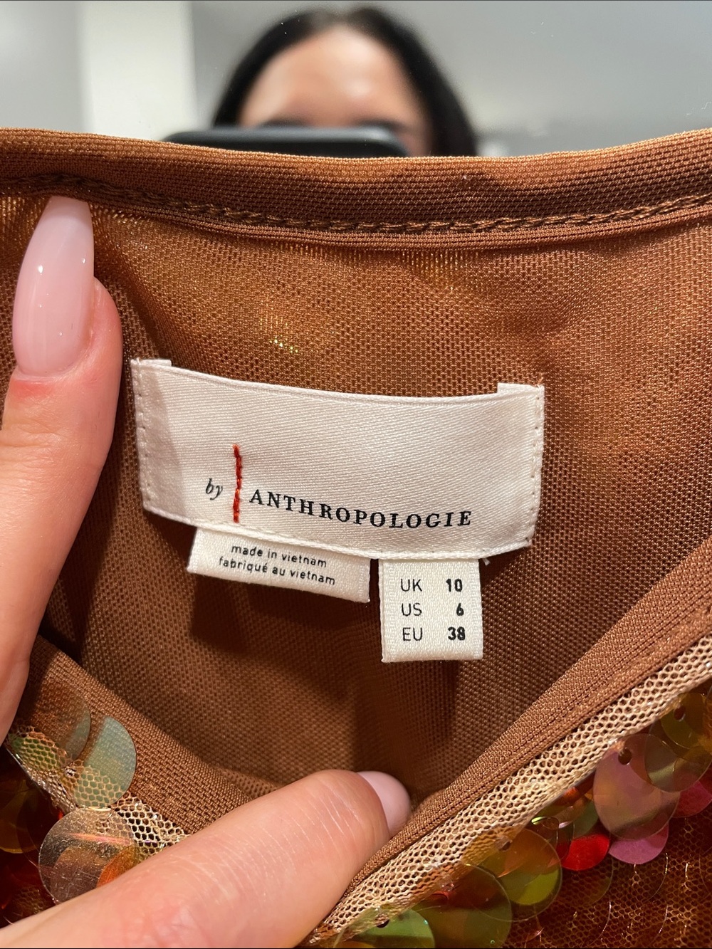 Anthropologie Iridescent Copper Sequin Maxi Skirt - Picture 4 of 5
